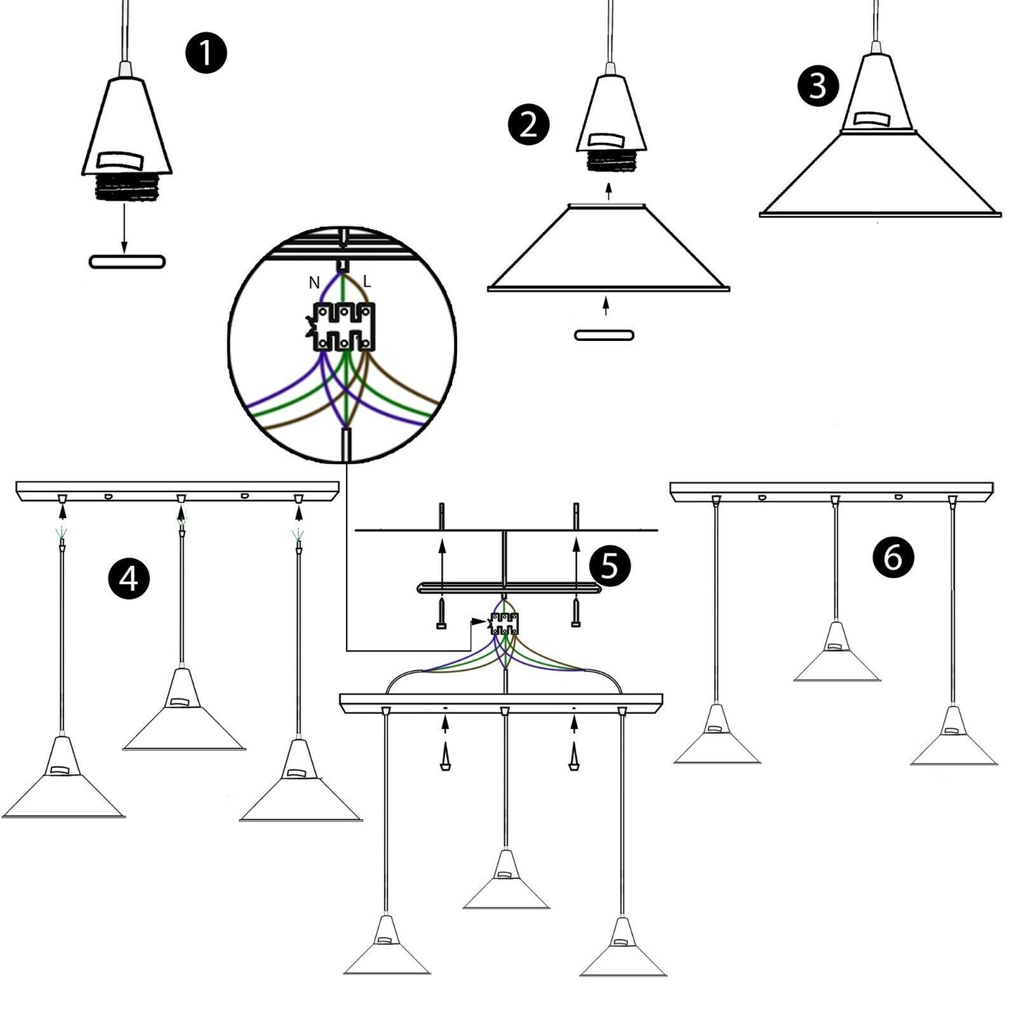 3 Head Modern Chandelier Pendant Light Shade Colour Ceiling Pendant