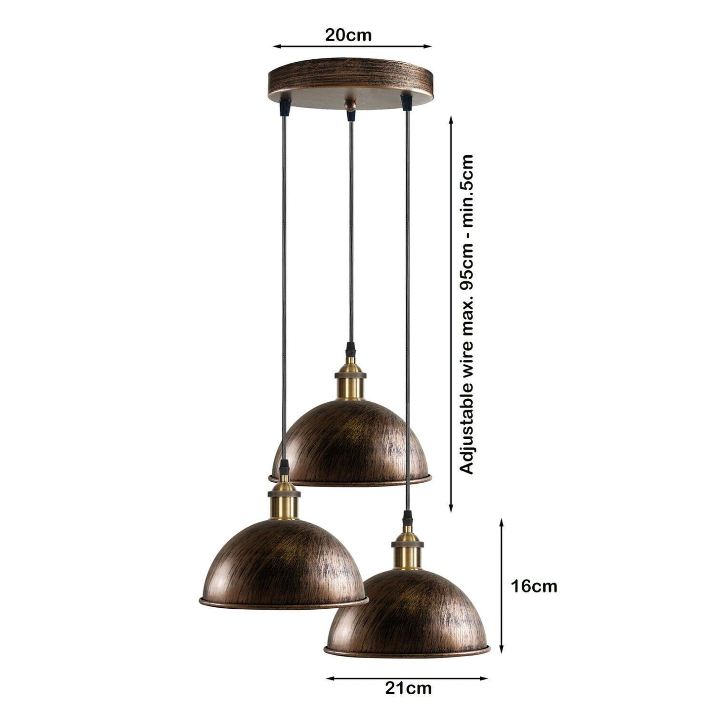 Cluster 3-Light Antique Brass Dome Pendant Light