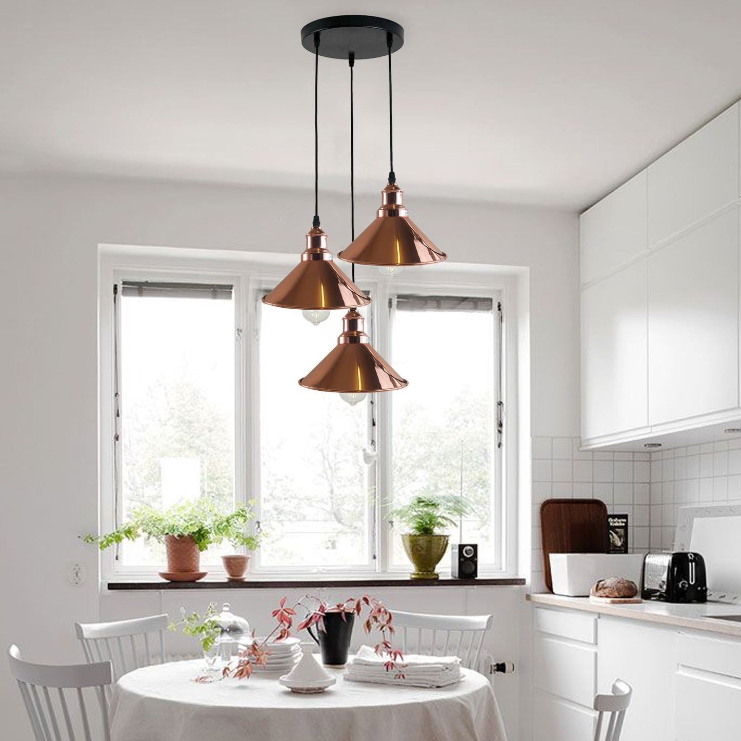 3 Pendant Light Fixture Brass Over the Kitchen Island