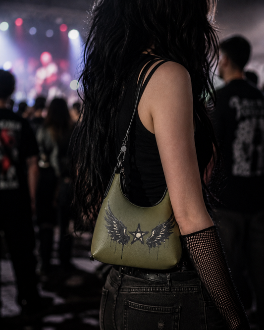 Rebel Riot - Star Wings - Leather Handbag - Army