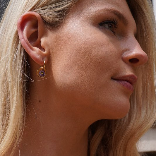 Aster Flower Recycled Wood Earrings