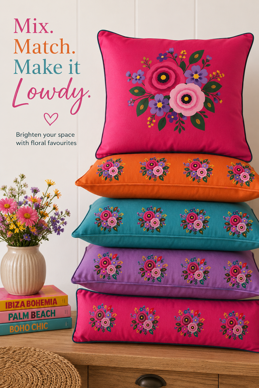 Posy Riot - Rose Eleanor - Square Cushion - Peony
