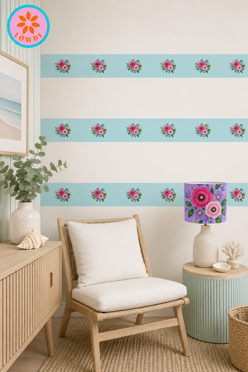 Wallpaper Border Posy Riot - Rose Eleanor - Opal