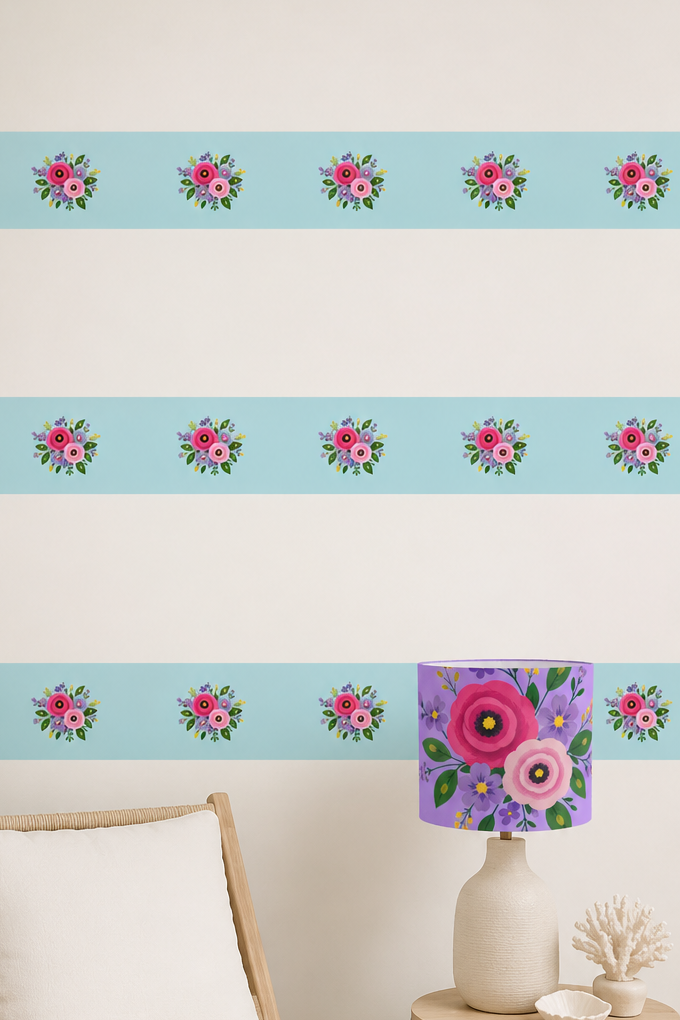 Wallpaper Border Posy Riot - Rose Eleanor - Opal