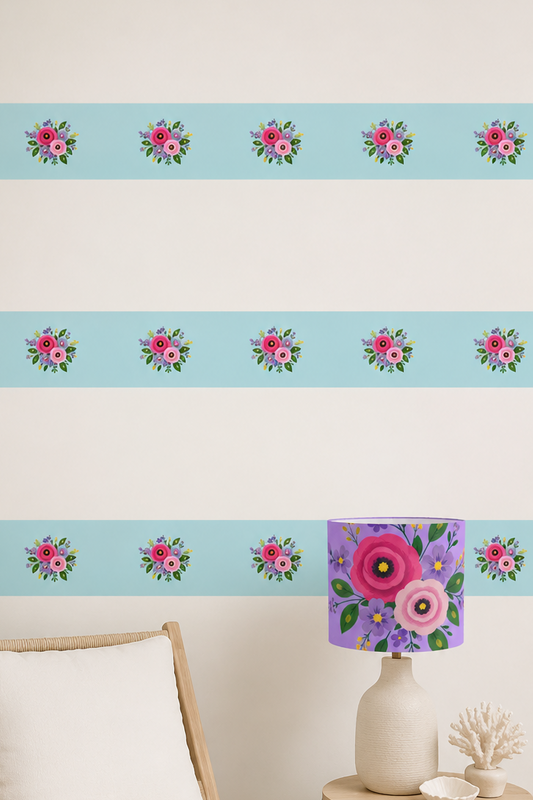 Wallpaper Border Posy Riot - Rose Eleanor - Opal
