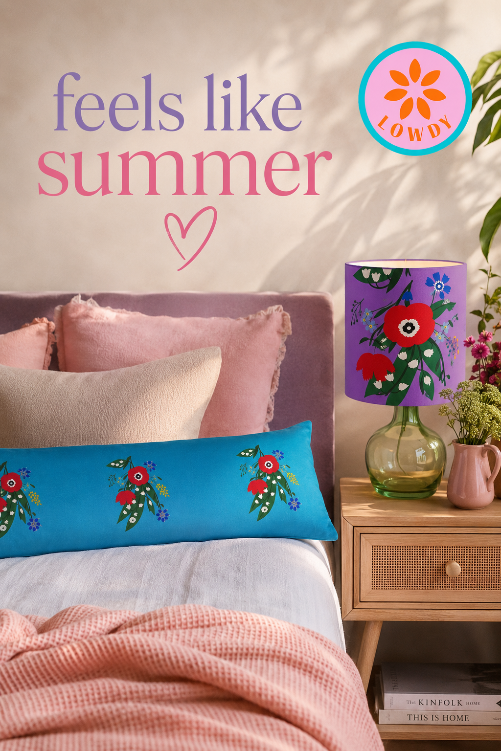 Posy Riot - Poppy Ardevora- Bolster Cushion - Ocean Pop