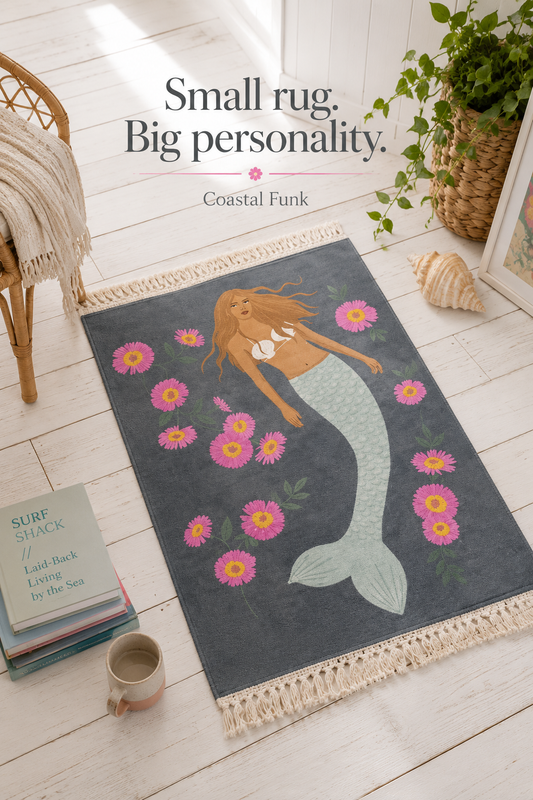 Senara - Mermaid Fringed Velvet Rug - Storm
