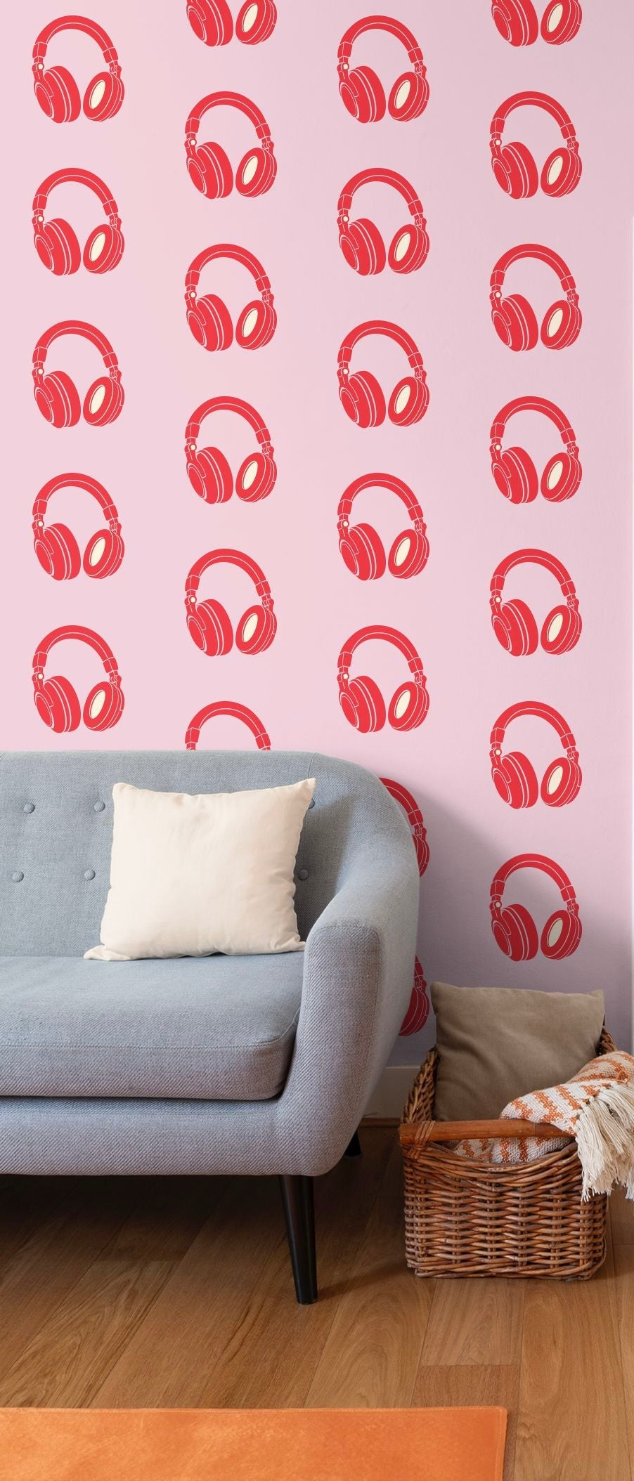 Rebel Riot - Headphones Signature Wallpaper - Red / Baby Pink