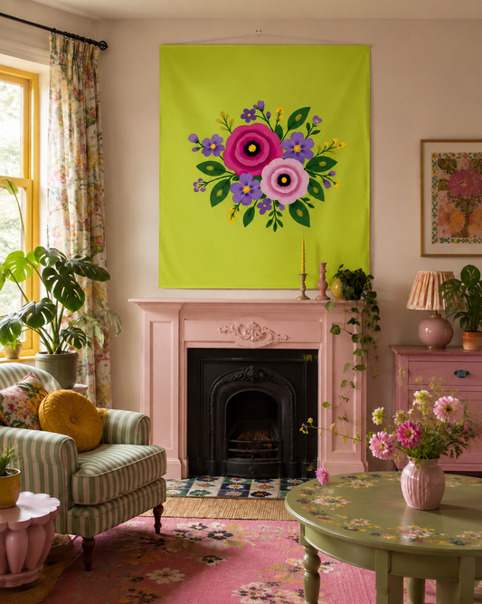 Posy Riot - Rose Eleanor- Large Fabric Wall Hanging - Apple