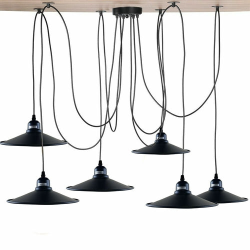 Black Retro Loft Spider 6 Way Ceiling Metal Hanging Adjustable Light