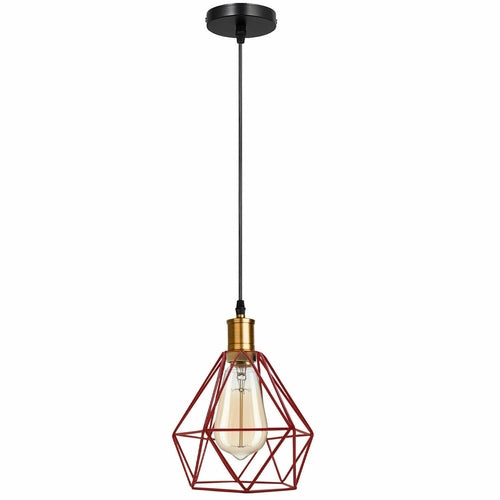 Modern Diamond Cage Pendant Light Fitting Geometric Wire Cage