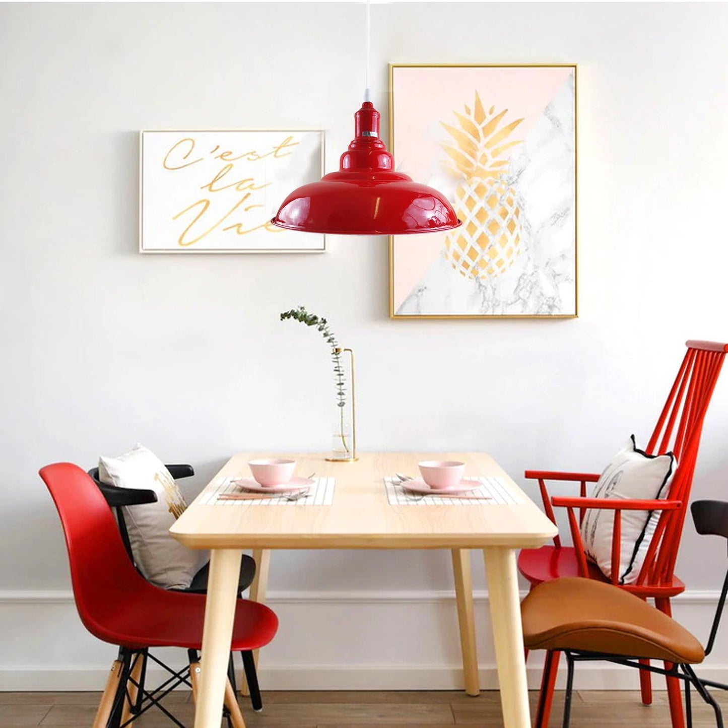 Red Retro Bedroom and Kitchen Pendant Light Shades