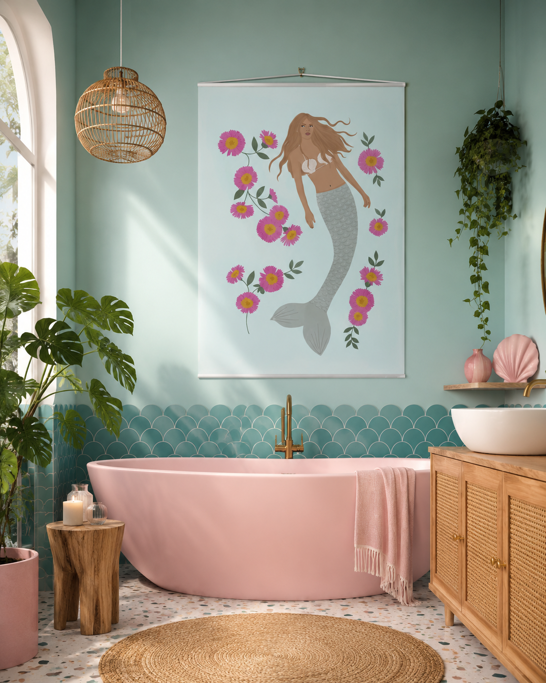 Senara - Statement Fabric Wall Hanging - Sea Cloud