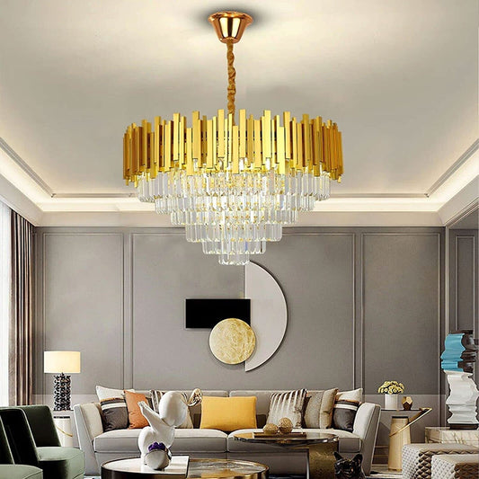 Luxury Living Room Gold Large Crystal Chandelier