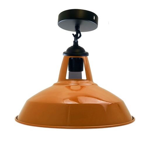 Industrial Black Metal Ceiling Plate Light Holder & Retro Colour Pendant