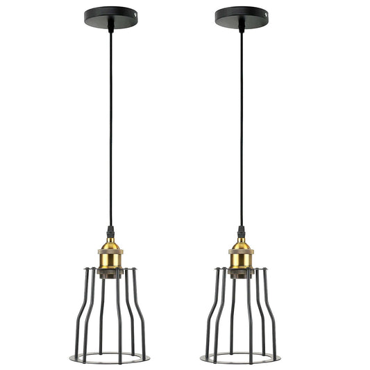 Black Cage Pendant Light | 2 Pack ~3562