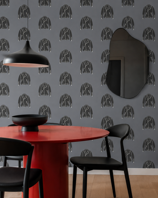 Rebel Riot - Leather Jacket -  Signature Wallpaper - Grey