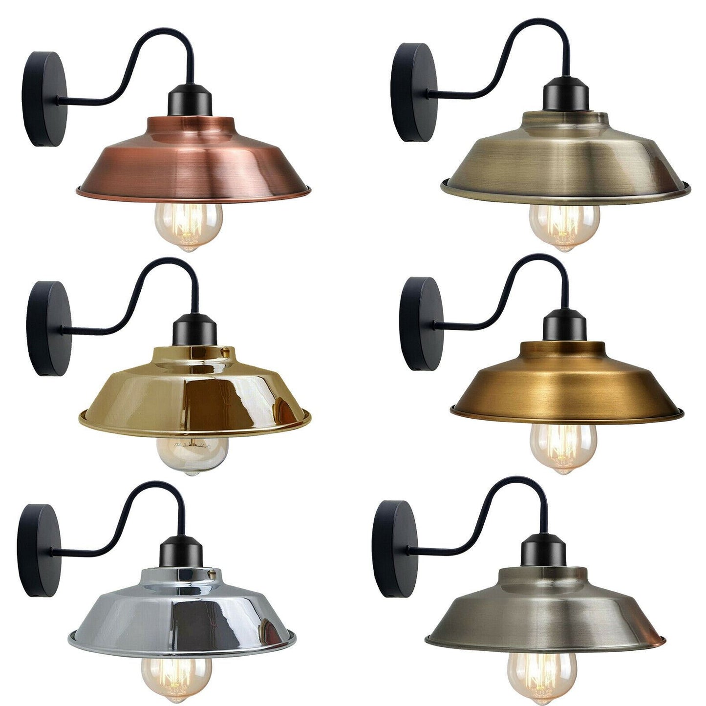 Retro Industrial Wall Lights Indoor E27 Indoor Sconce Metal Bowl Shape