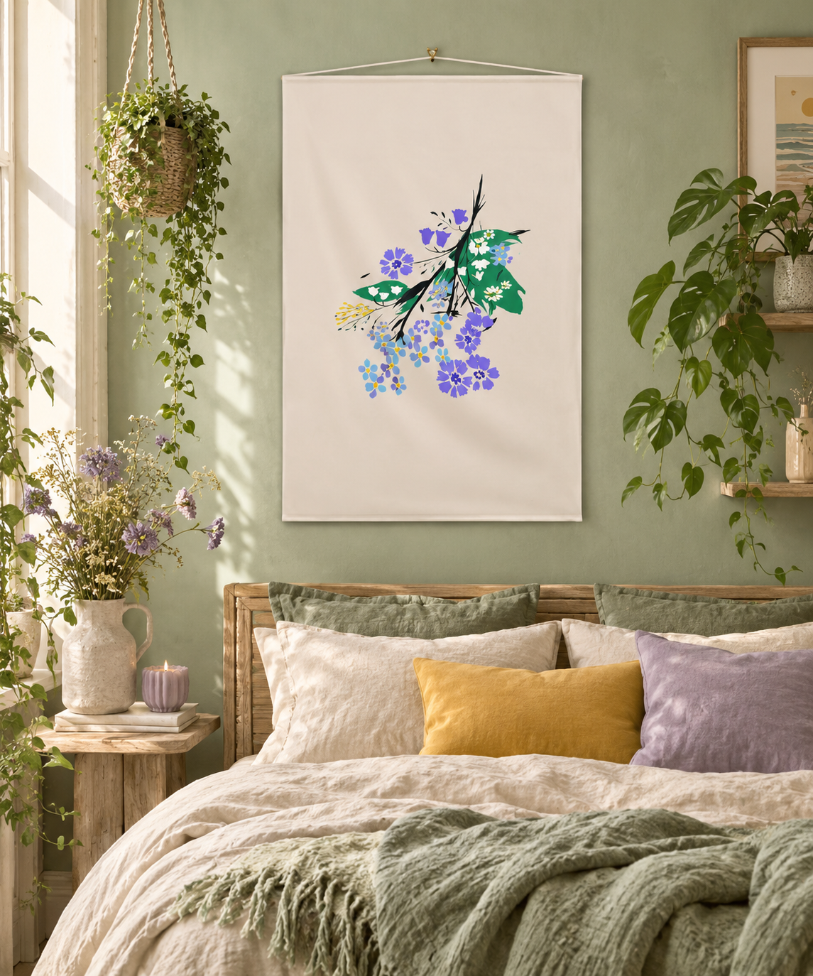 Posy Riot - Eva May - Large Fabric Wall Hanging - Stone
