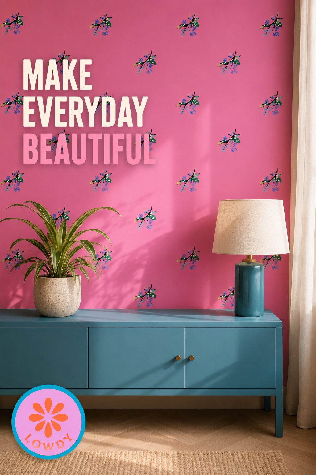 Posy Riot - Eva May - Signature Wallpaper - Pink Pop