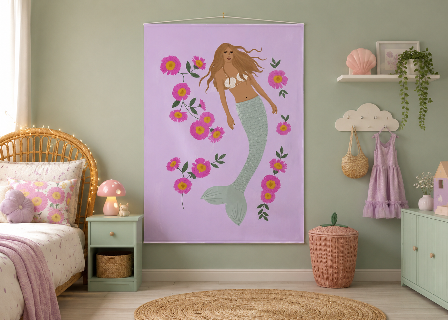 Senara - Fabric Wall Hanging - Sea Pearl