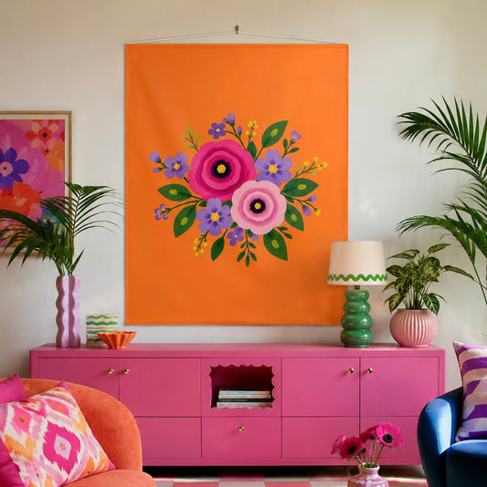 Posy Riot - Rose Eleanor- Large Fabric Wall Hanging - Marmalade
