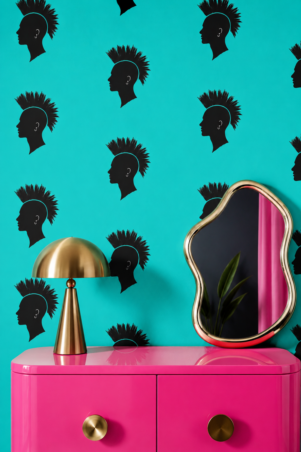 Rebel Riot - Mohawk - Signiture wallpaper - Turquoise