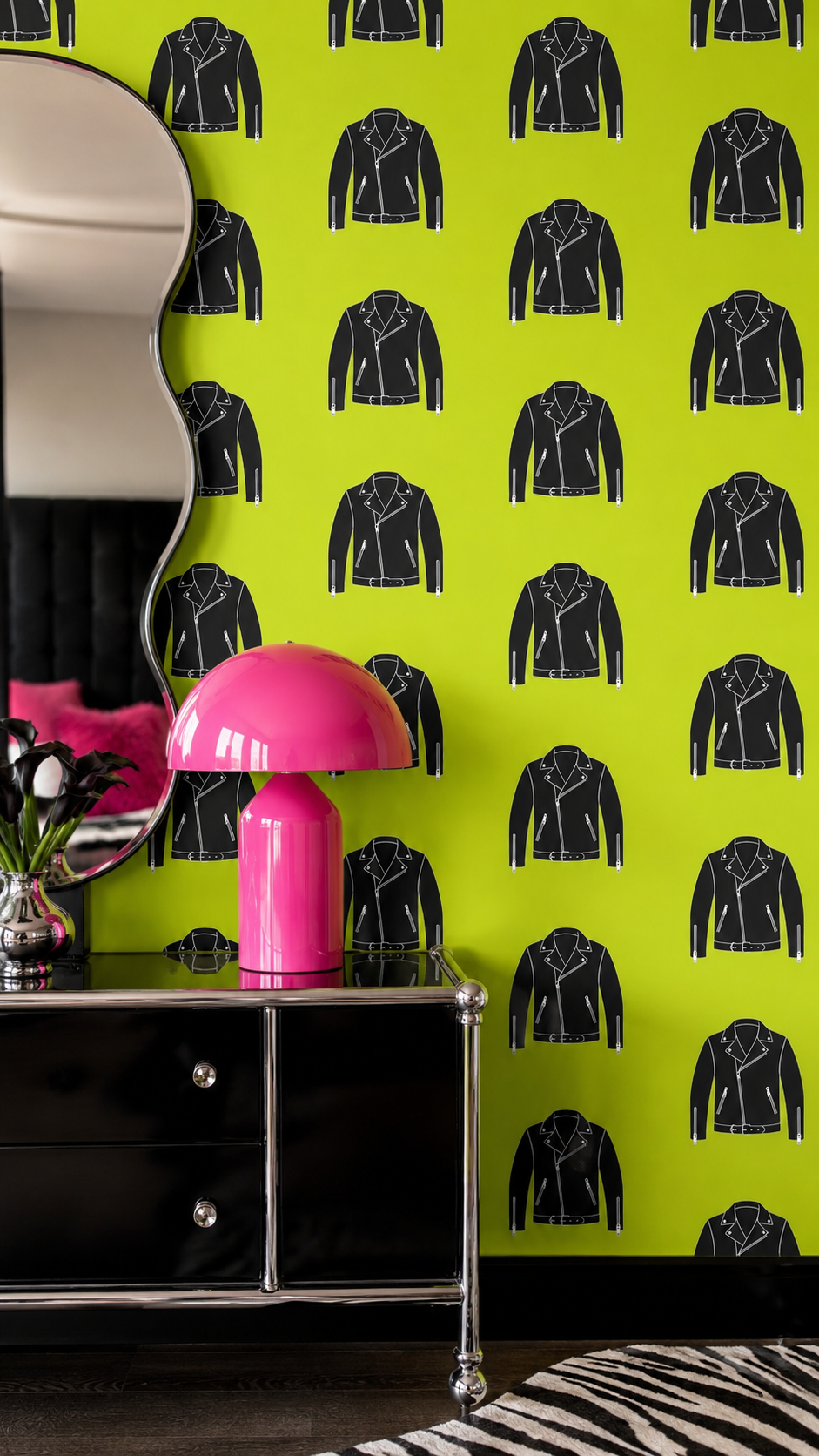 Rebel Riot - Leather Jacket - Wallpaper - Acid Green