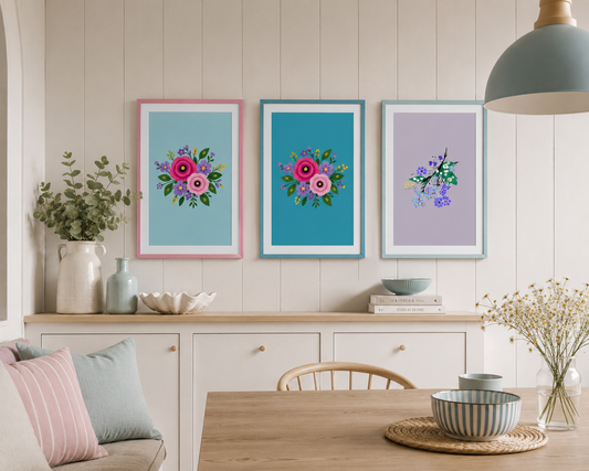 Posy Riot A3 Art Print - Rose Eleanor - Opal