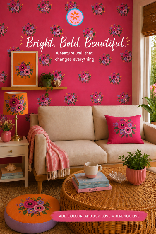 Posy Riot - Rose Eleanor - Square Cushion - Peony