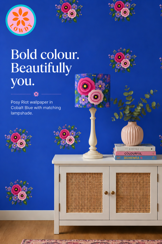 Posy Riot - Rose Eleanor - Lampshade - Bold - Sapphire