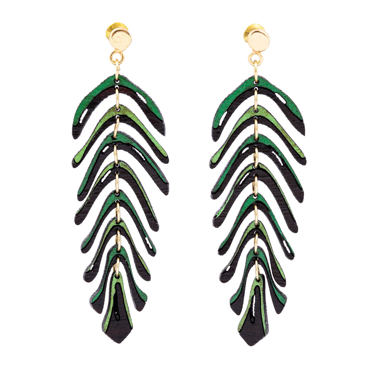 Areca Reclaimed Rosewood Palm Leaf Earrings