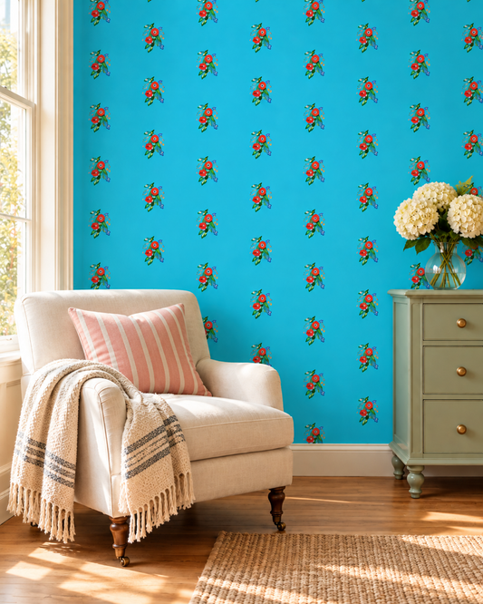 Posy Riot - Poppy Ardevora - Signature Wallpaper - Ocean Pop