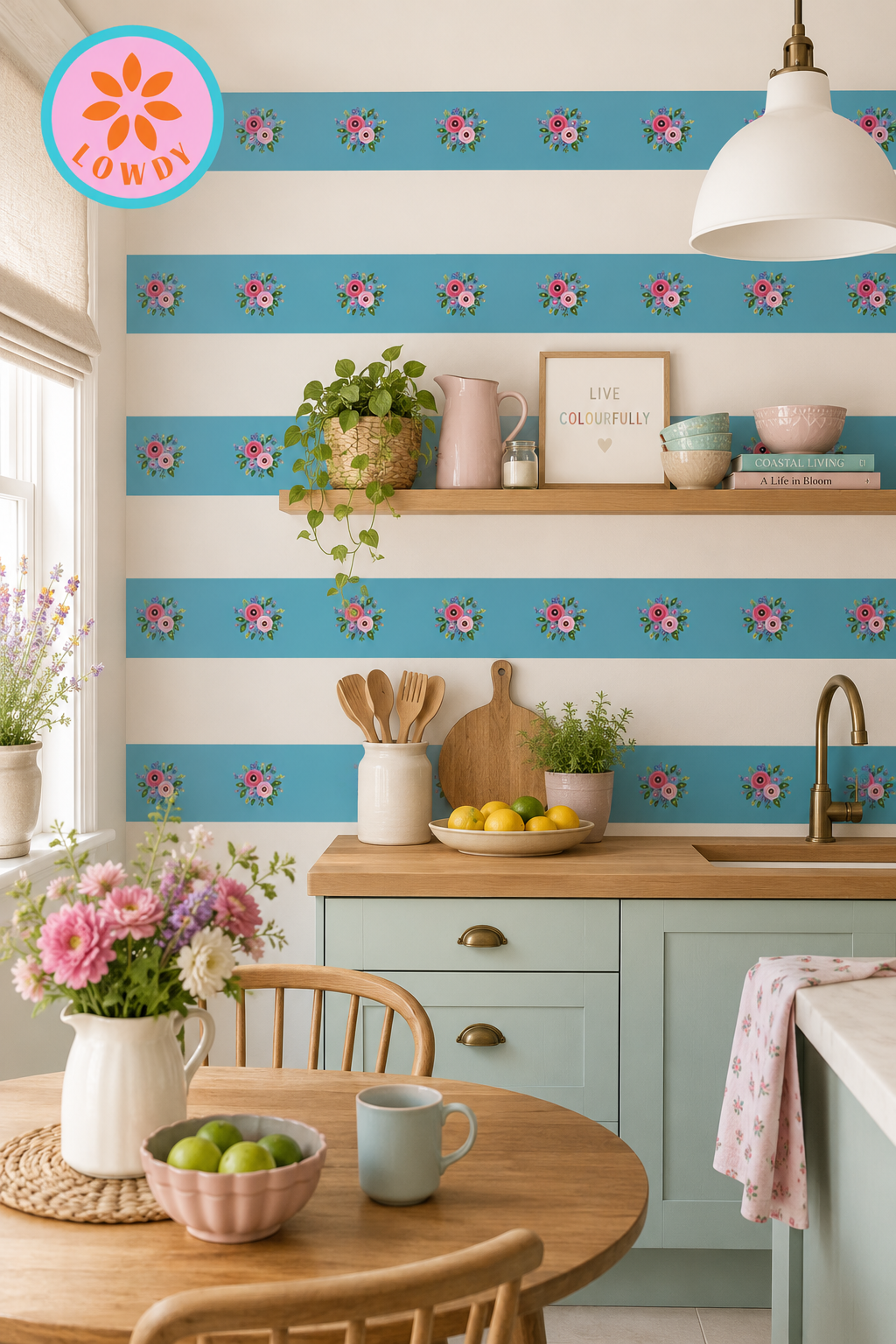 Wallpaper Border Posy Riot - Rose Eleanor - Dusk