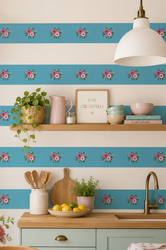 Wallpaper Border Posy Riot - Rose Eleanor - Dusk