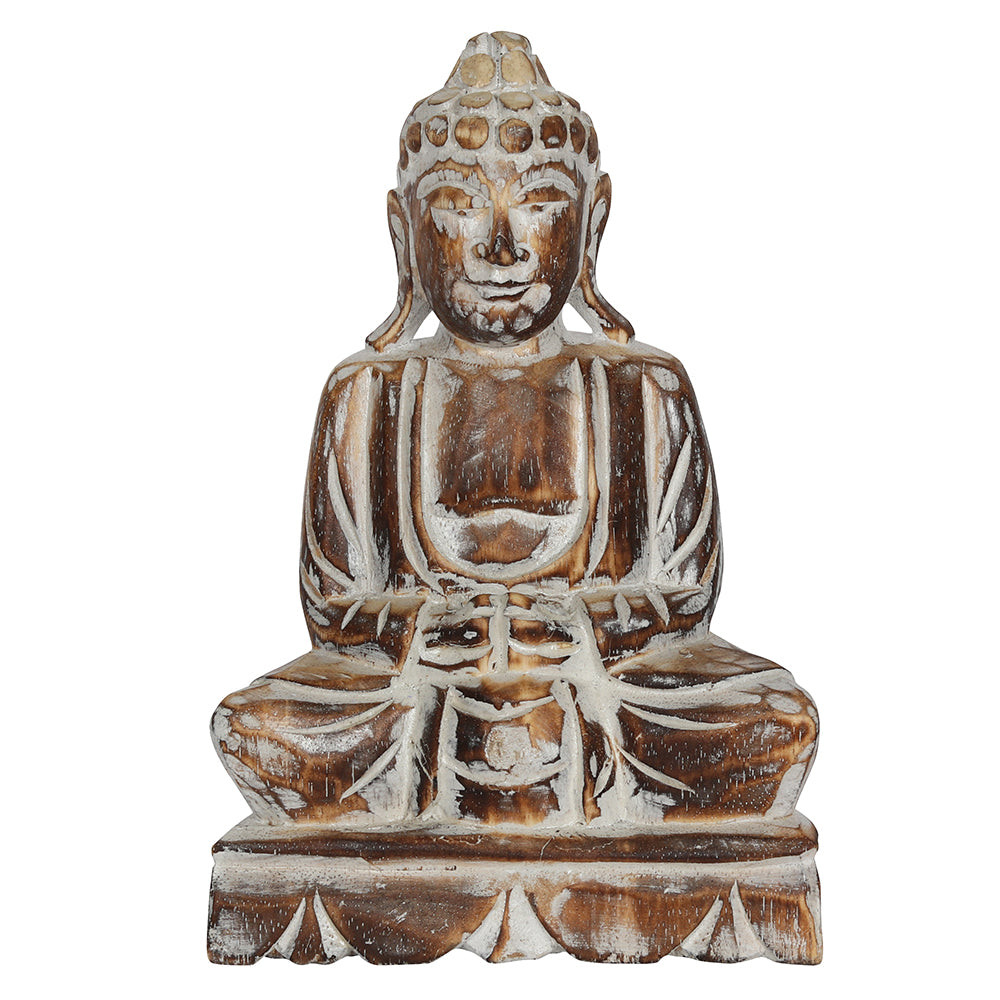 Rustic Wooden Sitting Buddha Ornament