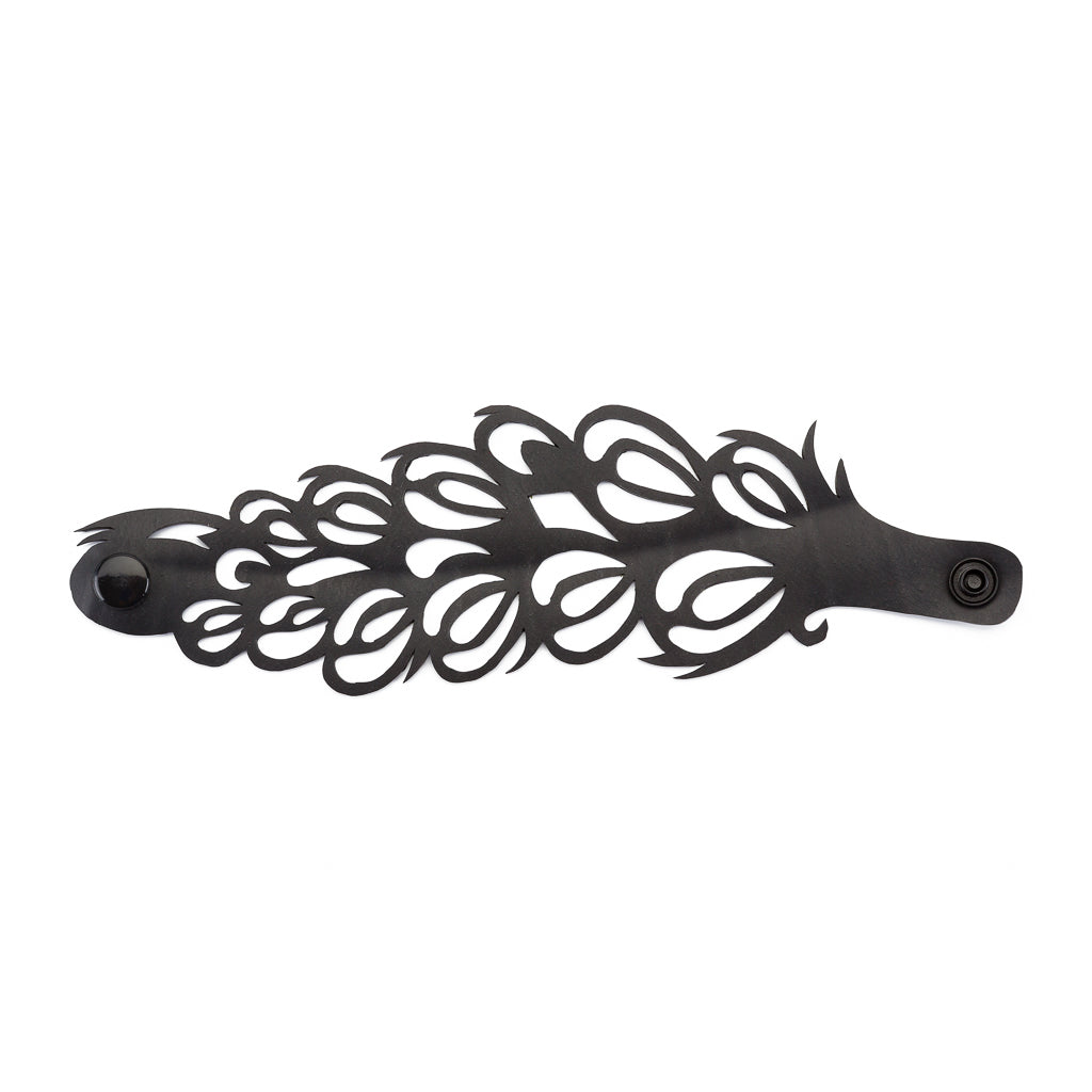 Bella black recycled rubber cutwork bracelet
