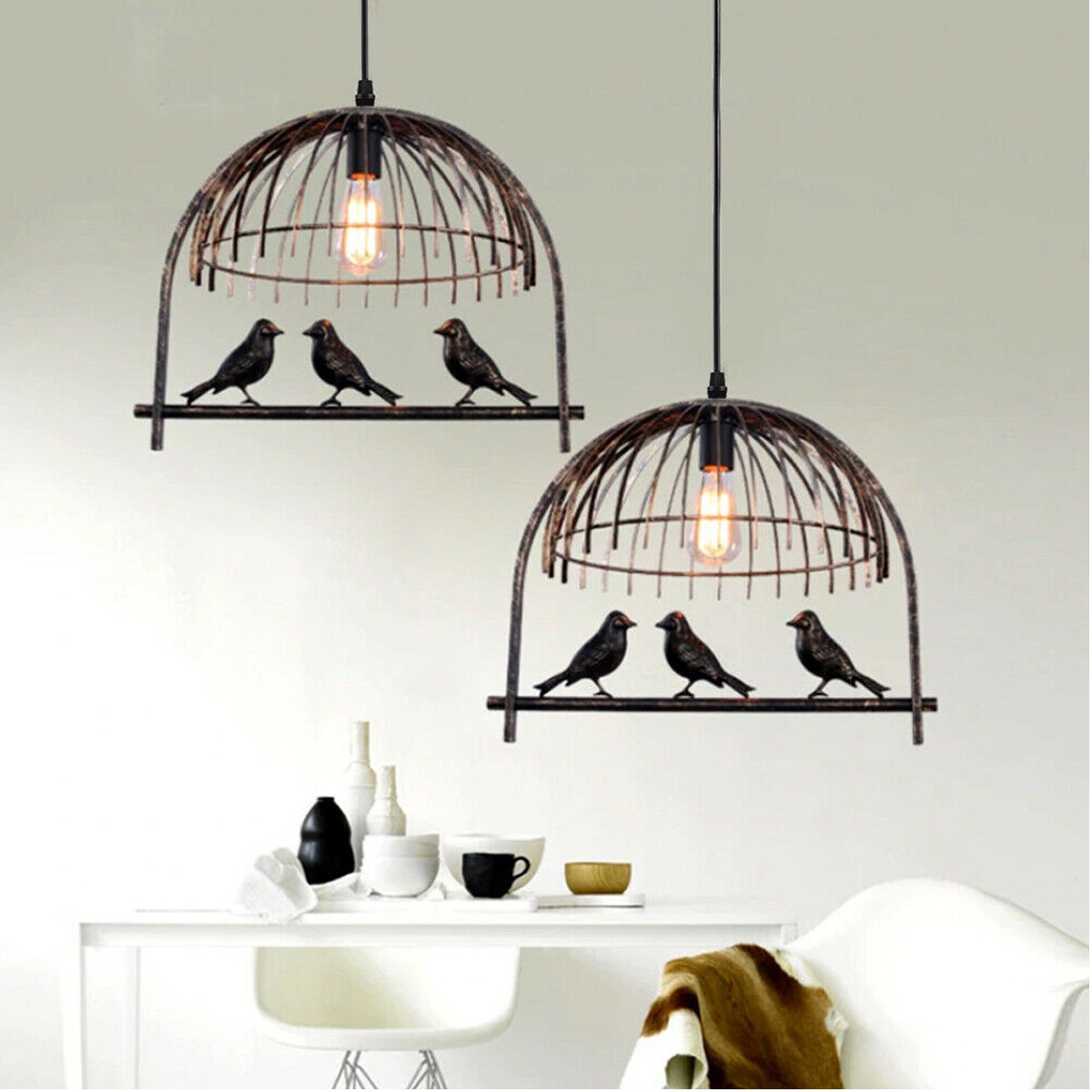 Bird Cage Ceiling Industrial Chandelier Loft Pendant Light With FREE Bulb