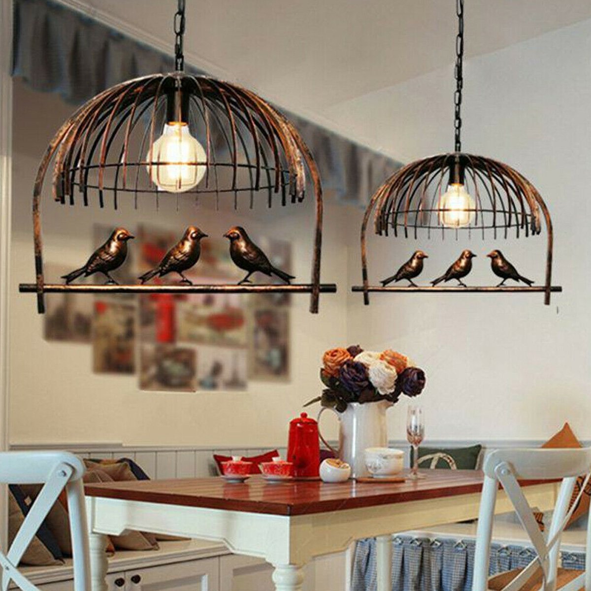 Bird Cage Ceiling Industrial Chandelier Loft Pendant Light With FREE Bulb