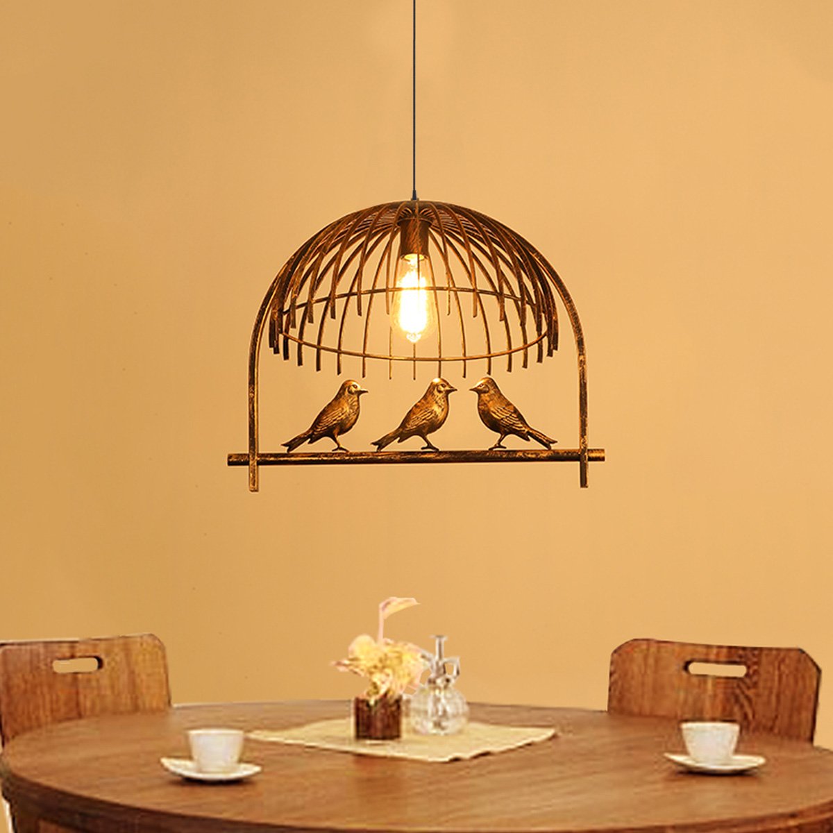 Bird Cage Ceiling Industrial Chandelier Loft Pendant Light With FREE Bulb