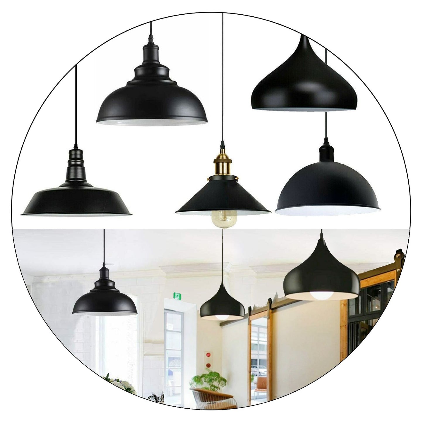 Retro Industrial Black Ceiling Pendant Light Metal Lamp Shade