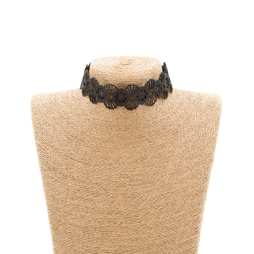 Blossom black recycled rubber floral choker alternative view