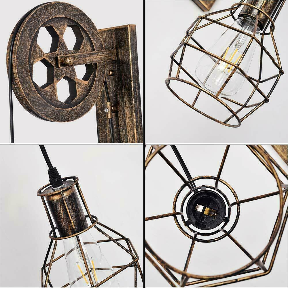 Brushed Copper Vintage Wheel Wall Light Retro Water Pipe Copper Wall