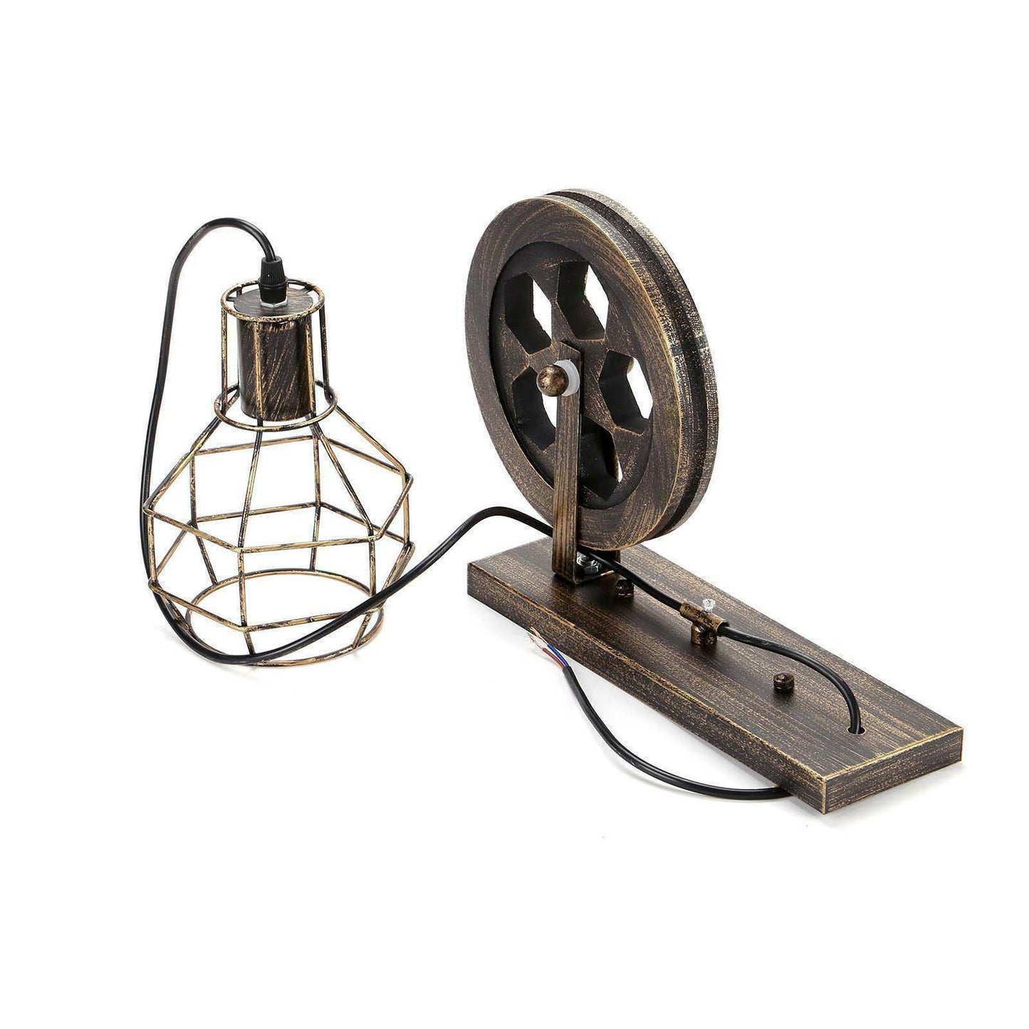 Brushed Copper Vintage Wheel Wall Light Retro Water Pipe Copper Wall