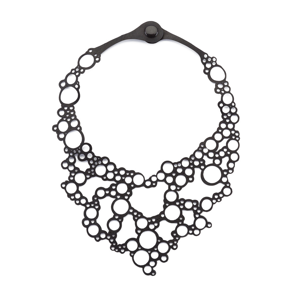 Bubbles recycled rubber circular necklace alternative view
