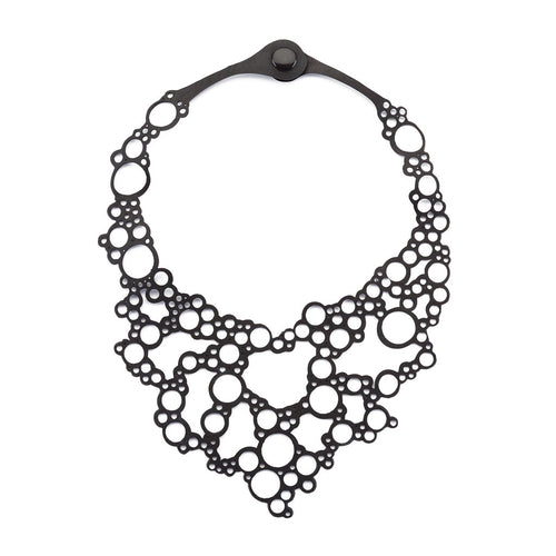 Bubbles circular recycled rubber necklace close up
