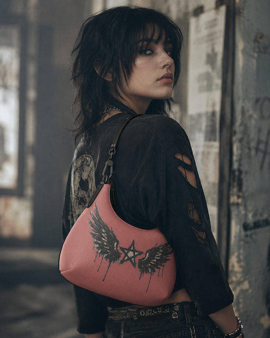 Rebel Riot - Star Wings - Leather Handbag - Apricot