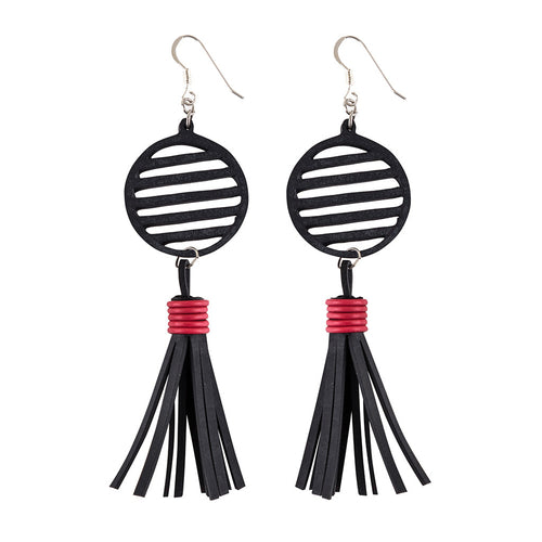 Lunar Recycled Rubber Tassel Earrings product view