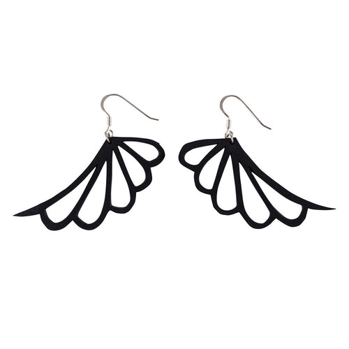 Wing butterfly recycled rubber earrings detail