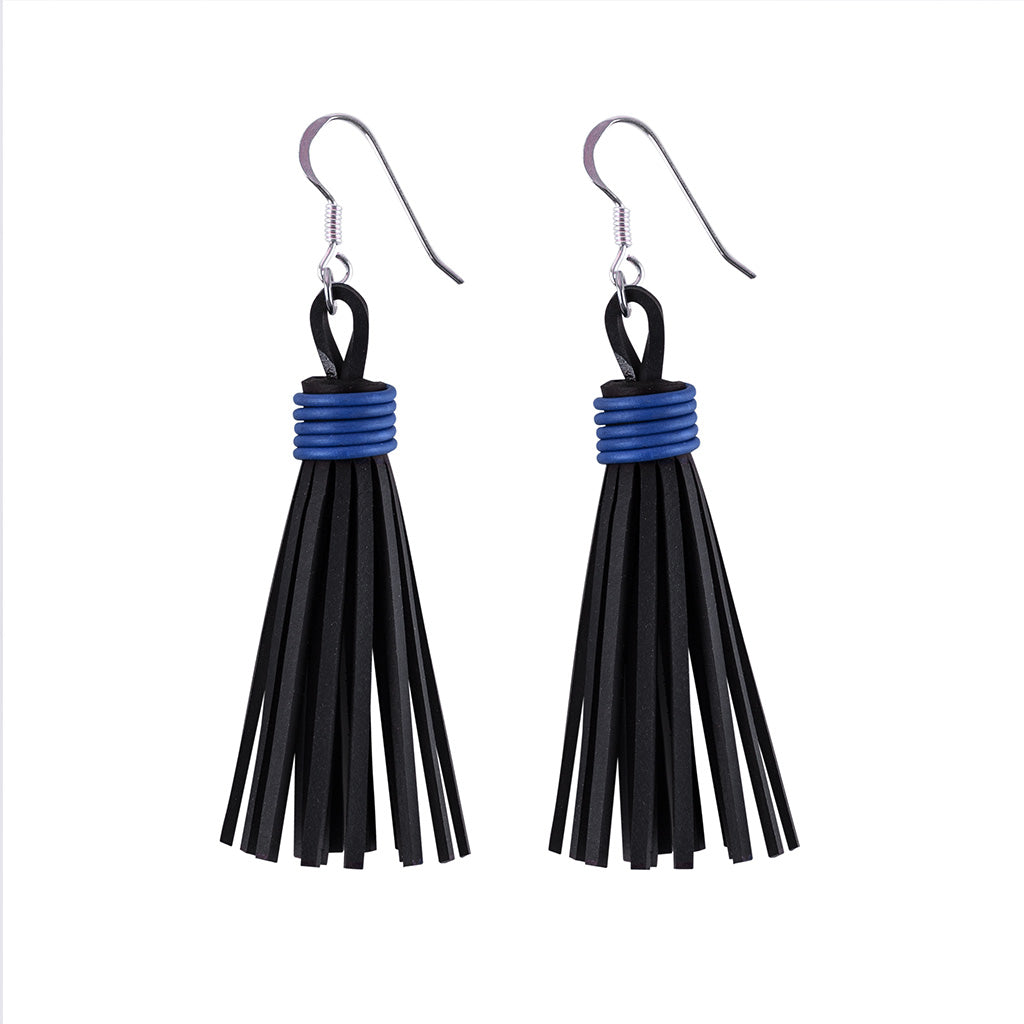 Asante Recycled Rubber Tassel Earrings product view